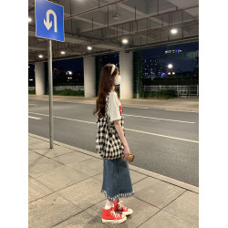 夏日絕美女裝穿搭一整套今年流行巨好看的牛仔半身連衣裙子兩件套