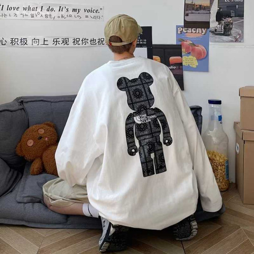 長袖男t恤春秋季潮流百搭潮牌ins男裝春裝2023新款bf寬松嘻哈上衣