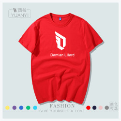 利拉德球星球迷同款上衣服夏季純棉短袖男t恤半袖籃球運動訓練服