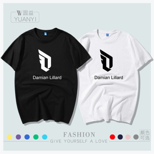 利拉德球星球迷同款上衣服夏季純棉短袖男t恤半袖籃球運動訓練服