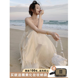 沙灘裙女三亞絕美小裙大理洱海裙子海邊拍照衣服超仙度假風連衣裙