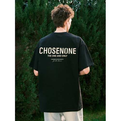 CHOSEN1CH美式基礎款短袖植絨印花短袖男t恤女夏季寬松國潮情侶裝