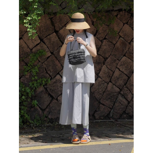 2025年夏季新款寬松設計感連衣裙藍色條紋v領收腰顯瘦直筒裙