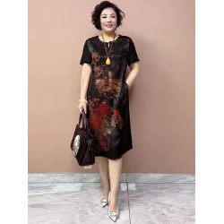重磅真絲連衣裙夏季新款中老年女裝氣質媽媽寬松大碼顯瘦中長裙子