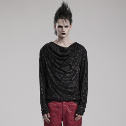 ╋魔歎╋ PUNKRAVE哥特復古印花圖案GOTHIC堆堆領長袖男T恤 WT827