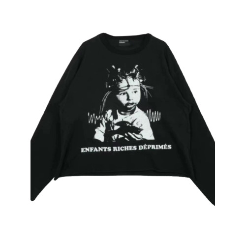 ERD憂鬱的富二代孩子王印花長袖男t恤秋冬新款美式搖滾圓領上衣潮