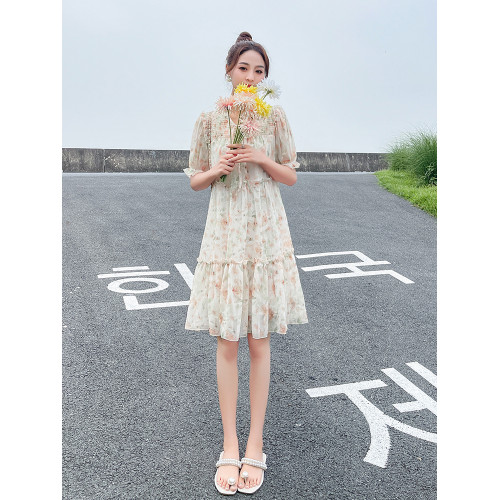 碎花連衣裙女夏季2025新款法式氣質溫柔風雪紡裙子仙女超仙小個子