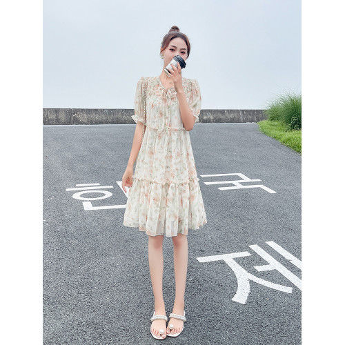 碎花連衣裙女夏季2025新款法式氣質溫柔風雪紡裙子仙女超仙小個子