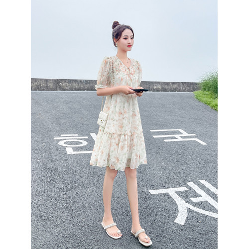 碎花連衣裙女夏季2025新款法式氣質溫柔風雪紡裙子仙女超仙小個子