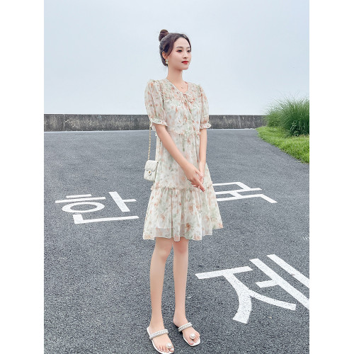 碎花連衣裙女夏季2025新款法式氣質溫柔風雪紡裙子仙女超仙小個子
