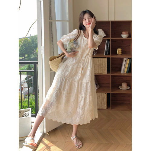 茶歇法式白色蕾絲連衣裙套裝女夏2025新款氣質溫柔慵懶松弛感裙子