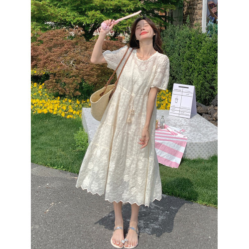 茶歇法式白色蕾絲連衣裙套裝女夏2025新款氣質溫柔慵懶松弛感裙子