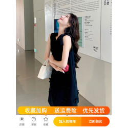 黑色無袖背心連衣裙女夏2025新款法式氣質高級感千金風miu系a字裙