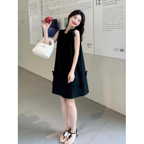 黑色無袖背心連衣裙女夏2025新款法式氣質高級感千金風miu系a字裙