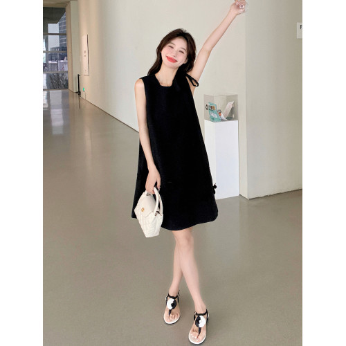 黑色無袖背心連衣裙女夏2025新款法式氣質高級感千金風miu系a字裙
