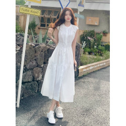 白色無袖背心裙女長款2025夏季新款法式寬松輕熟風今年流行連衣裙