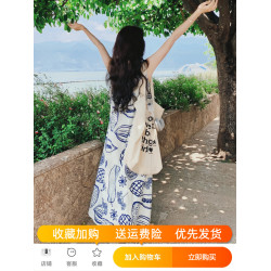 海邊度假無袖連衣裙夏出遊穿搭法式復古文藝慵懶風松弛感棉麻長裙