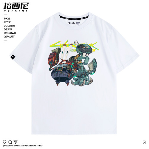 機械賽博龐克聯名海綿寶寶派大星卡通情侶半袖動漫休閒夏季男T恤