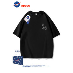 NASA短袖t恤女2023新款夏季簡約純色水洗大版跑步情侶裝上衣男t恤