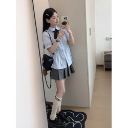 溫柔系炸街奶乖套裝女夏季學院風jk製服百褶裙穿搭連衣裙一整套
