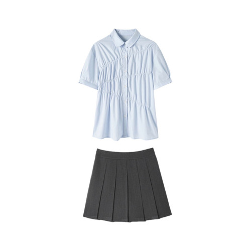 溫柔系炸街奶乖套裝女夏季學院風jk製服百褶裙穿搭連衣裙一整套
