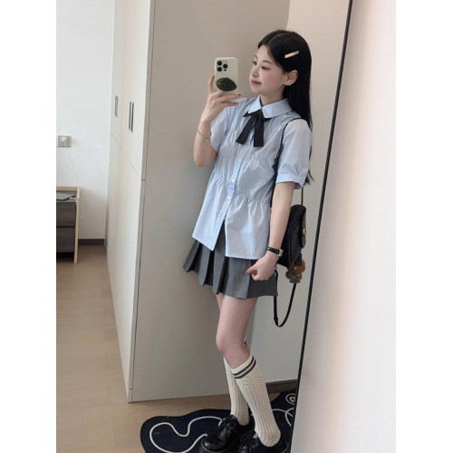 溫柔系炸街奶乖套裝女夏季學院風jk製服百褶裙穿搭連衣裙一整套