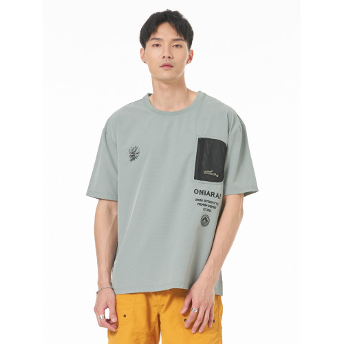 ONIARAI/鬼洗春夏24新品戶外網狀口袋字母短袖男T恤 B830159