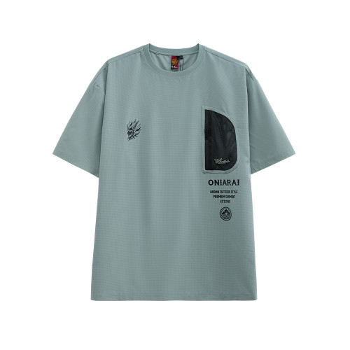 ONIARAI/鬼洗春夏24新品戶外網狀口袋字母短袖男T恤 B830159