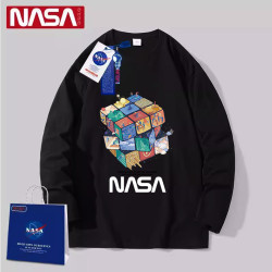 NASA官網旗艦潮牌魔方長袖男t恤2025新款春秋季青少年純棉打底衫