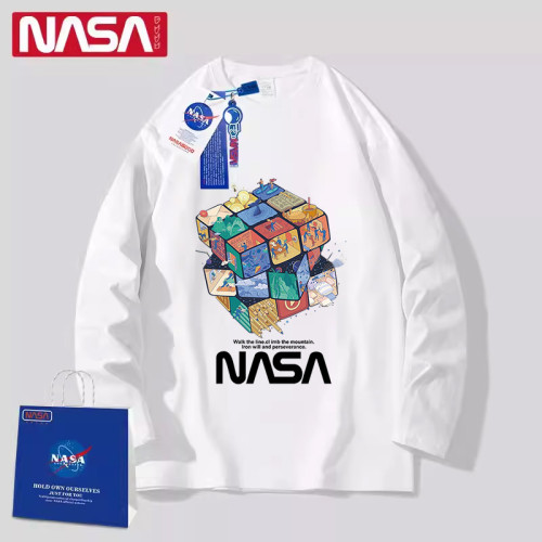 NASA官網旗艦潮牌魔方長袖男t恤2025新款春秋季青少年純棉打底衫