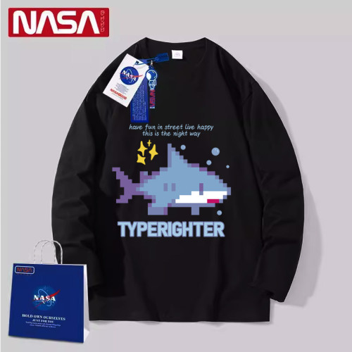NASA官網旗艦潮牌魔方長袖男t恤2025新款春秋季青少年純棉打底衫