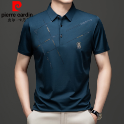 皮爾卡丹夏季桑蠶絲短袖冰絲男T恤速乾Polo衫休閒無痕半袖上衣薄