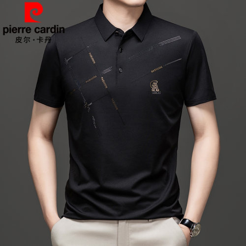 皮爾卡丹夏季桑蠶絲短袖冰絲男T恤速乾Polo衫休閒無痕半袖上衣薄