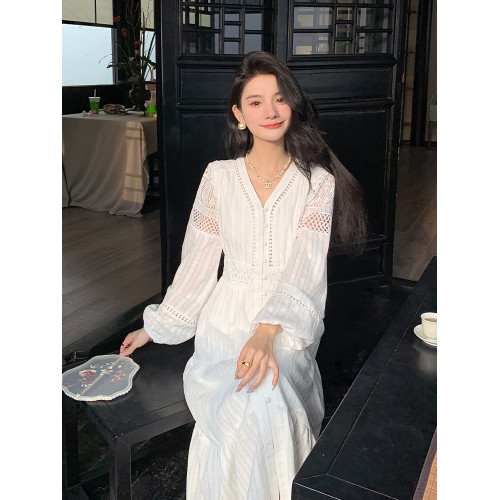 AM NANA秋冬法式打底連衣裙輕熟風氣質白色仙女裙顯瘦內搭長裙子