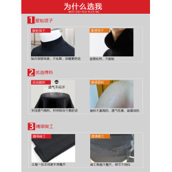 半高領短袖男T恤2025新款秋冬季中領磨毛純棉正肩設計感黑色半袖