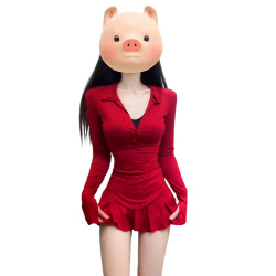 2025新款辣妹紅色連衣裙子女性感包臀短裙夏季巨好看穿搭一整套裝