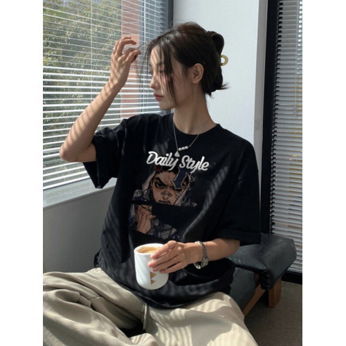 純棉重磅國潮復古短袖男T恤衫夏潮牌街頭寬松情侶款半袖體恤上衣