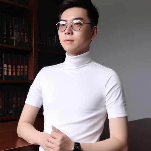 高級男士高領短袖男T恤修身純色可雙翻領半袖夏季青春流行棉體恤