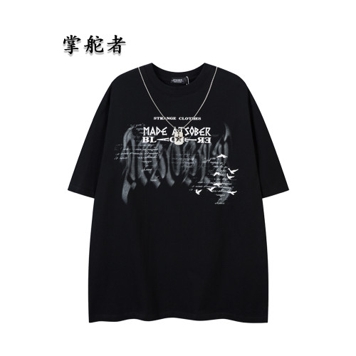 美式暗黑風嘻哈字母純棉短袖男t恤潮牌夏季國潮休閒寬松上衣女