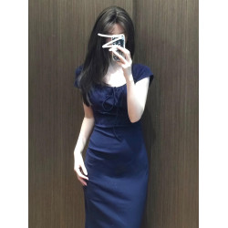 法式氣質高級感方領連衣裙子女夏季2025新款夏日絕美收腰包臀長裙