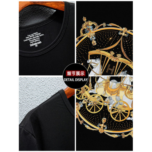 2025新款歐貨潮牌輕奢男T恤短袖網紅爆款小衆燙鑽高級圓領半袖體
