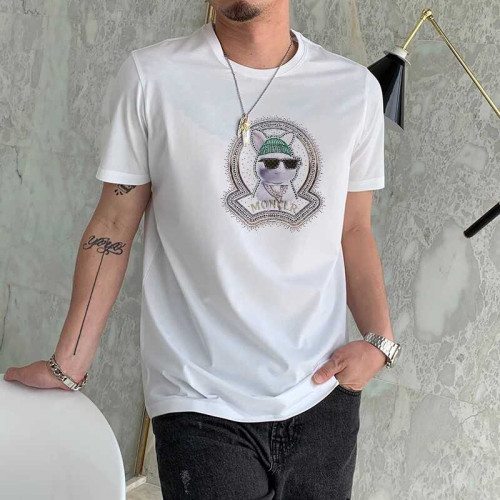 歐洲站短袖男T恤夏季新款歐貨兔子燙鑽冰絲薄款修身大碼圓領體恤