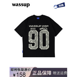 WASSUP夏季美式復古重磅短袖男t恤新款寬松索羅那體恤衫情侶上衣