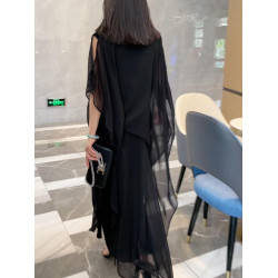 連衣裙女夏減齡2025超火大碼寬松不規則長裙潮高級小衆不撞款裙子