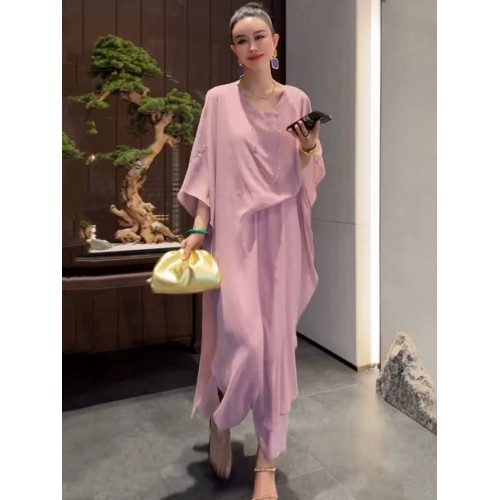 連衣裙女夏減齡2025超火大碼寬松不規則長裙潮高級小衆不撞款裙子