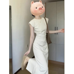 歐洲站夏季2025新款法式輕奢女裝高級感氣質修身顯瘦白色連衣裙子