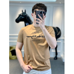 歐洲站高級潮牌春夏新款簡約時尚字母圓領印花修身短袖男裝T恤衫