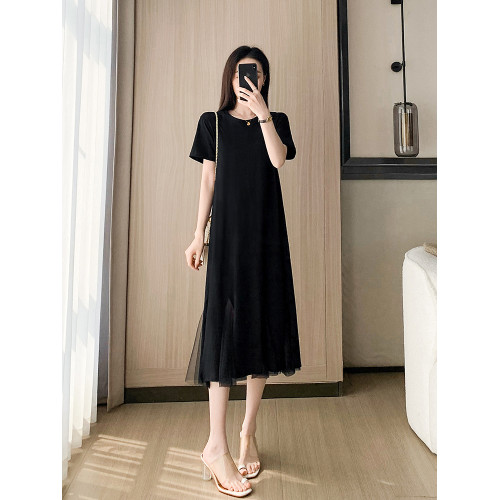 黑色洋氣法式連衣裙女夏季2025新款氣質顯瘦a字裙子小個子小黑裙