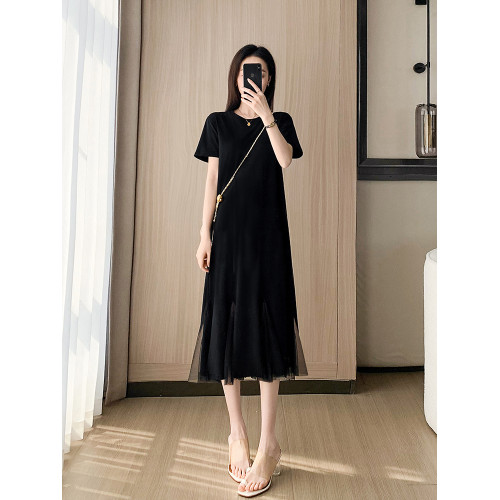 黑色洋氣法式連衣裙女夏季2025新款氣質顯瘦a字裙子小個子小黑裙