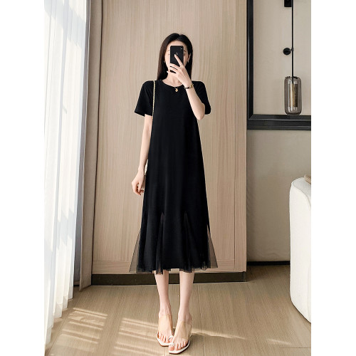 黑色洋氣法式連衣裙女夏季2025新款氣質顯瘦a字裙子小個子小黑裙